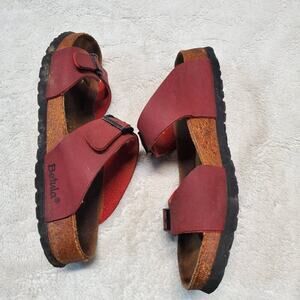 Birkenstock Betula Red Leather Casual Strap‎ Slip On Unisex Sandal Men 6 Women 8
